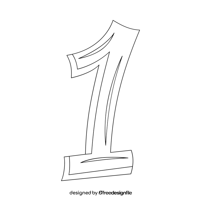 Number 1 drawing black and white clipart