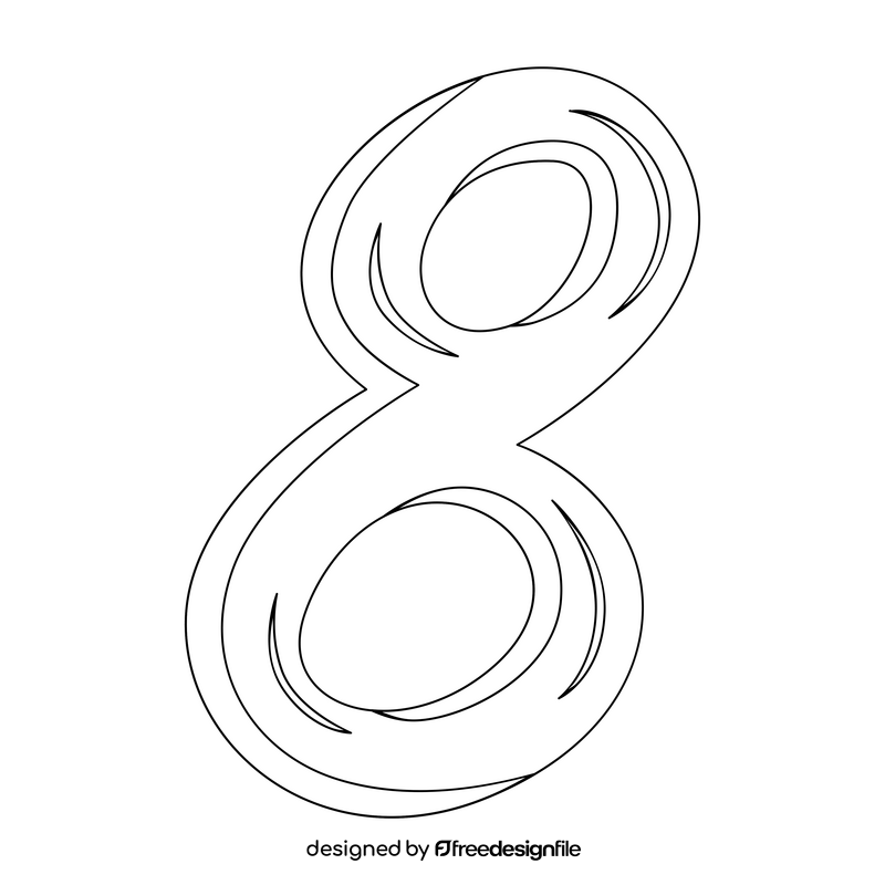 Number 8 drawing black and white clipart