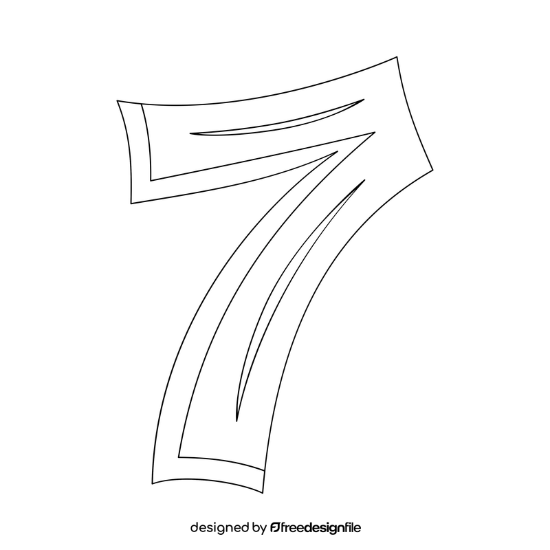 Number 7 drawing black and white clipart