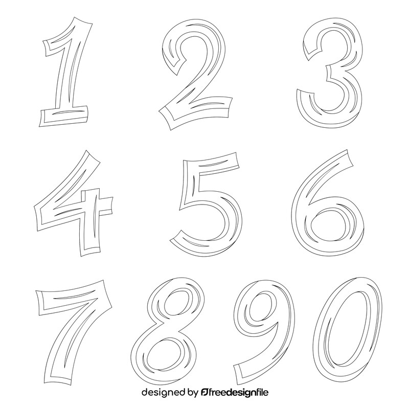 Colorful numbers set black and white vector