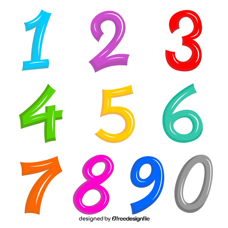 Colorful numbers set vector