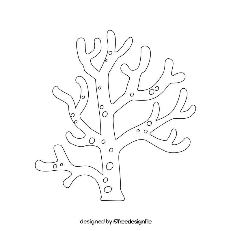 Coral drawing black and white clipart