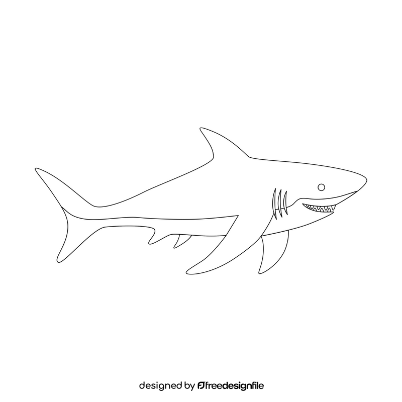 Shark drawing black and white clipart