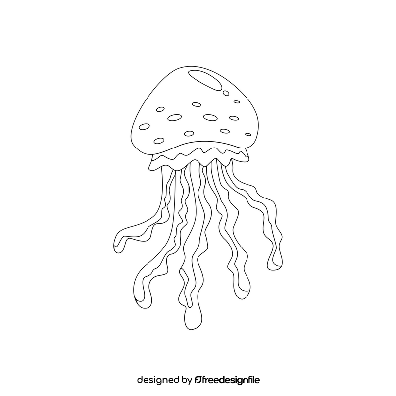 Jellyfish drawing black and white clipart