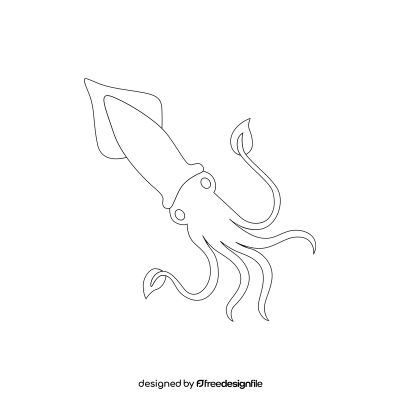 Squid drawing black and white clipart