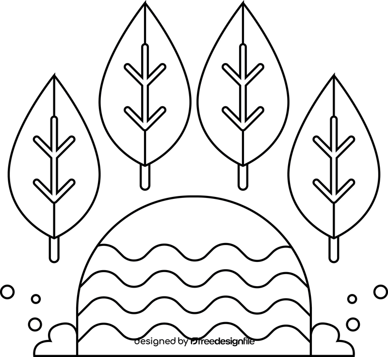 Park icon, lake with several trees black and white clipart