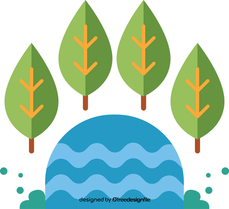 Park icon, lake with several trees clipart