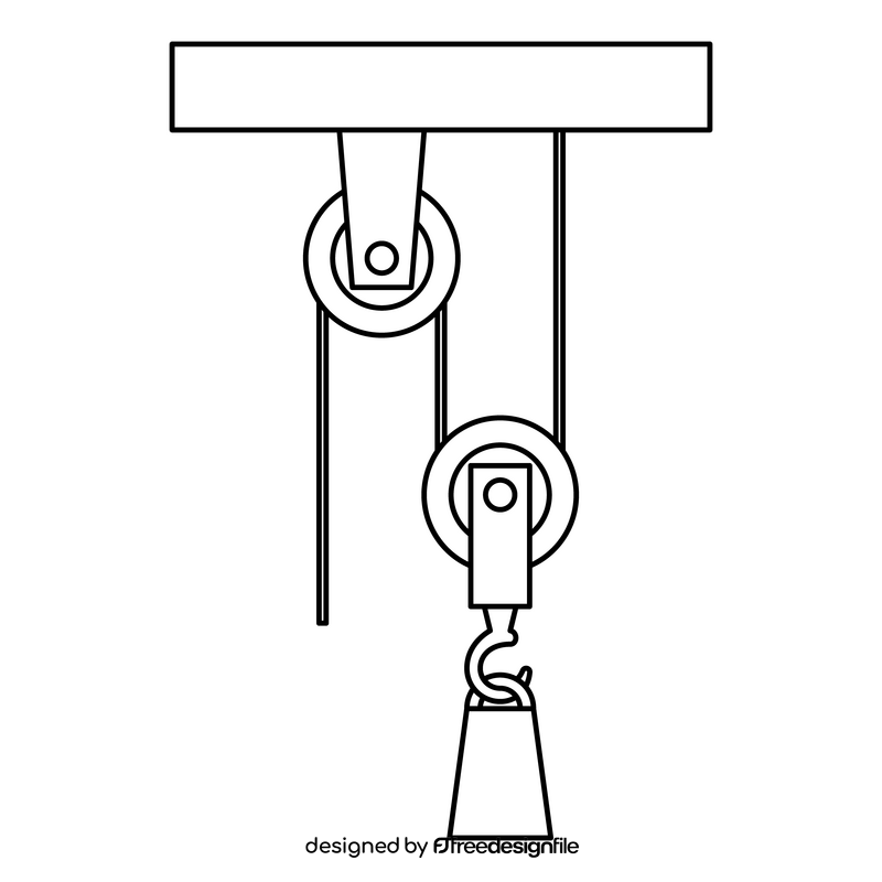 Pulley physics drawing black and white clipart