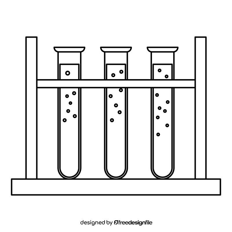 Test tubes physics drawing black and white clipart