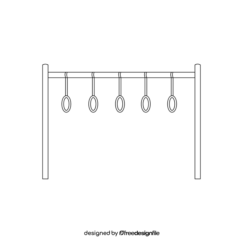 Trapeze rings playground for kids drawing black and white clipart