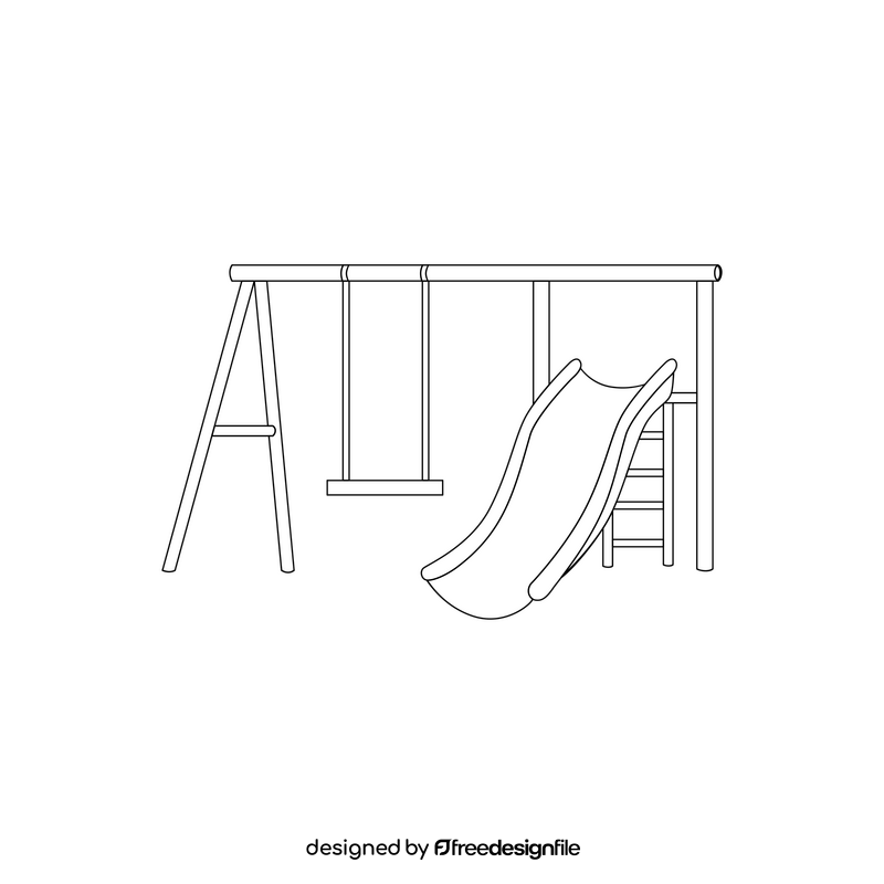 Swing set playground drawing black and white clipart