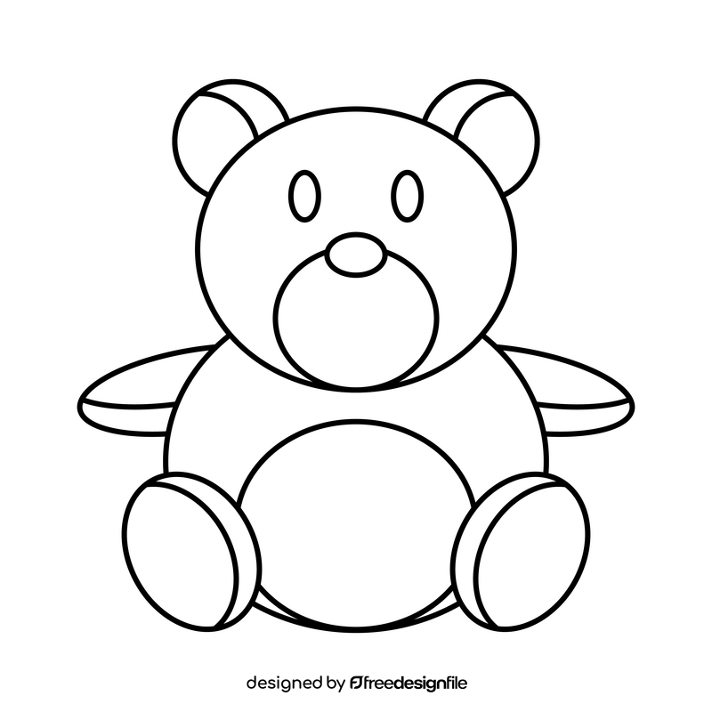 Teddy bear for kids drawing black and white clipart