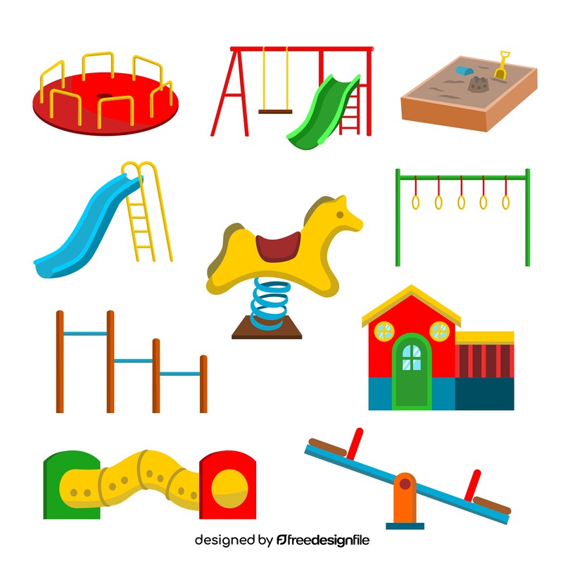 Kids playground images set vector