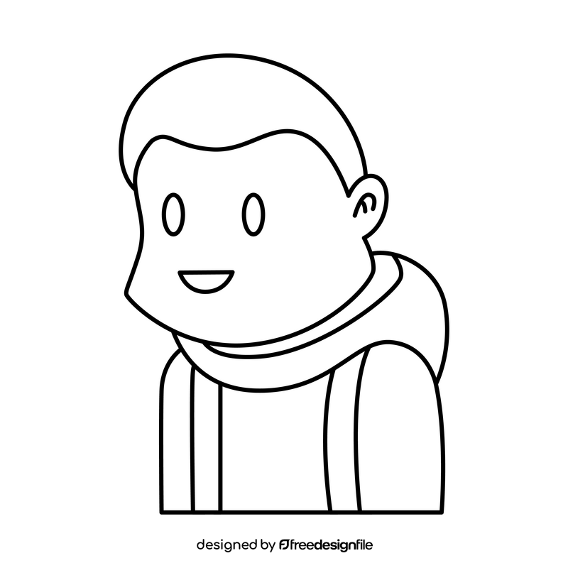 Preschool boy drawing black and white clipart