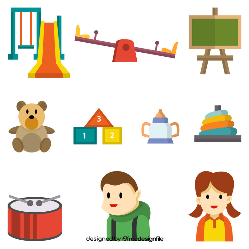 Preschool cartoon images set vector
