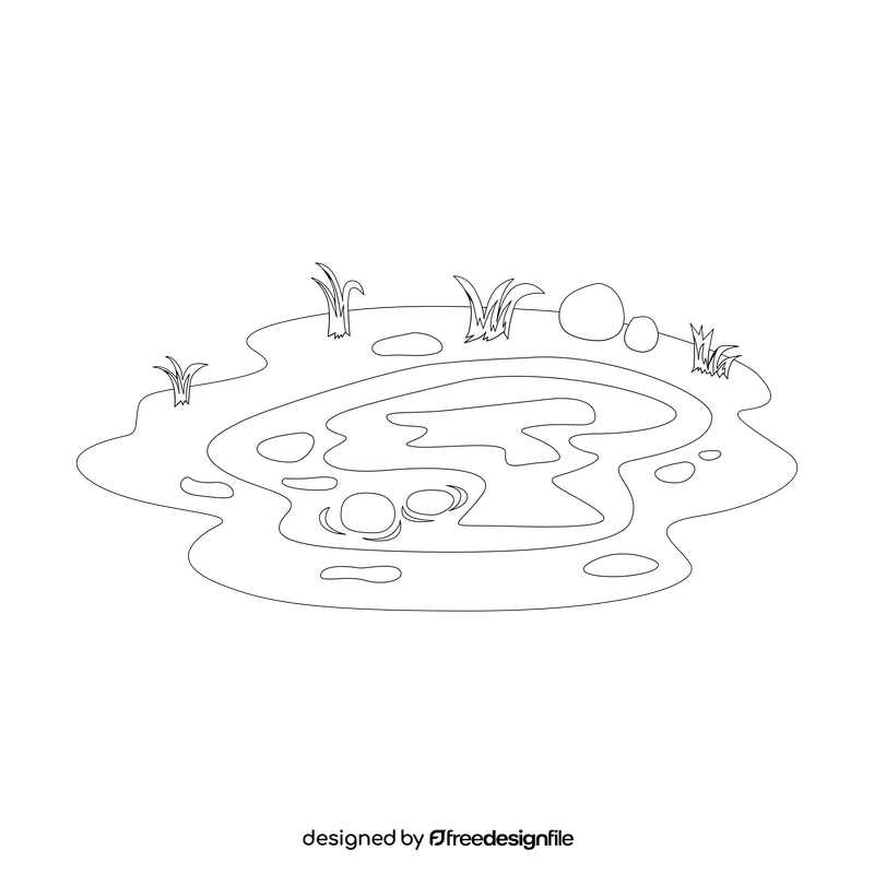Pond drawing black and white clipart