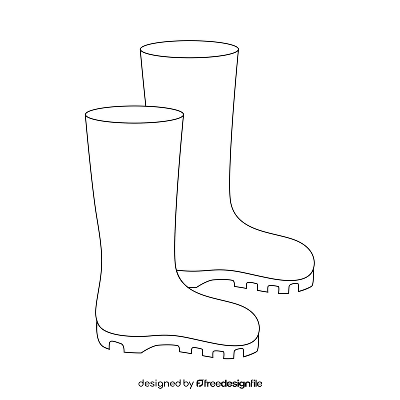 Rubber boots drawing black and white clipart