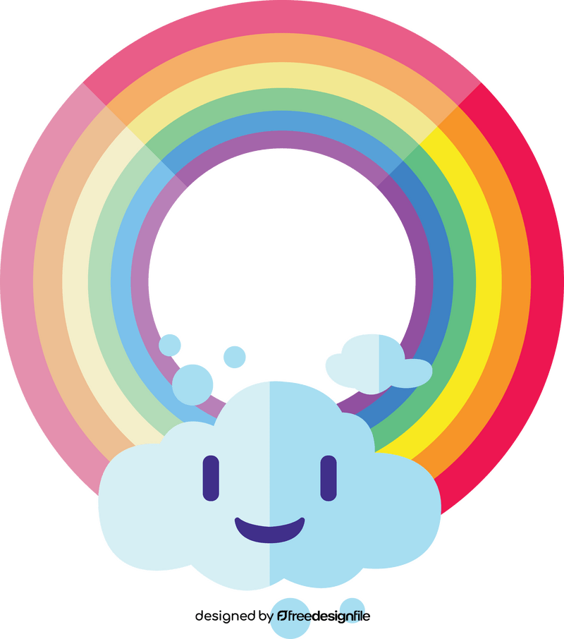 Circular Rainbow with cute cloud clipart