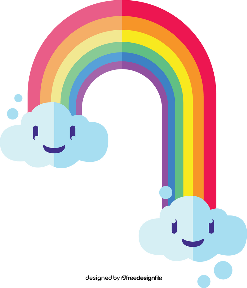 Cute cloud rainbow umbrella handle clipart