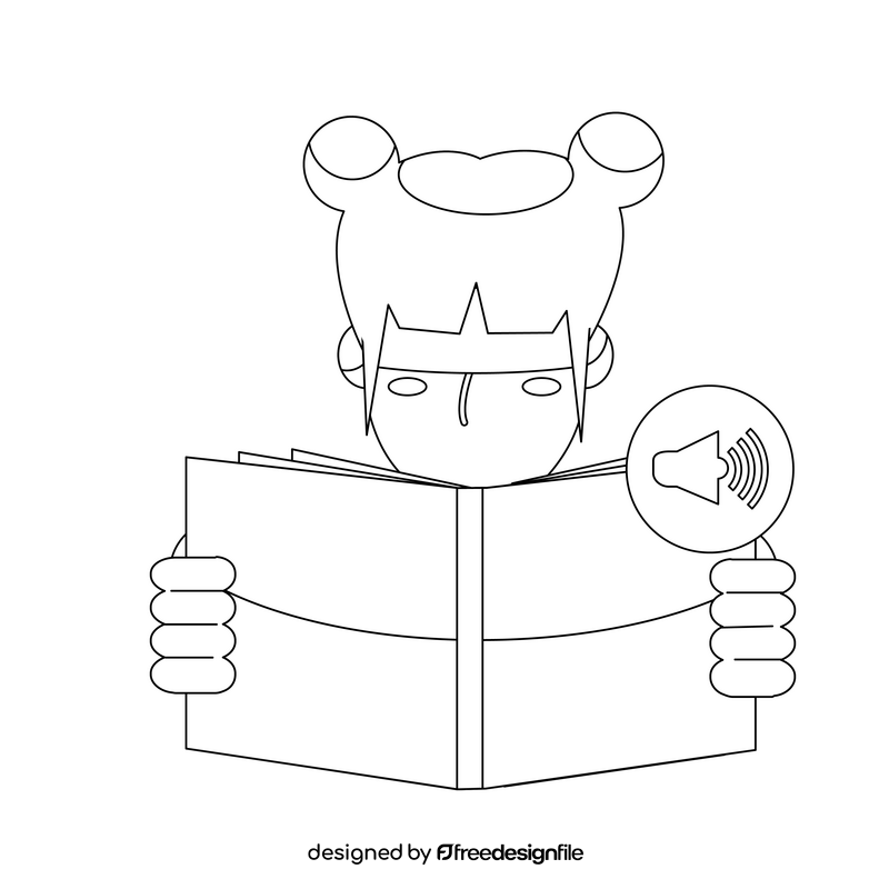 Loud reading black and white clipart