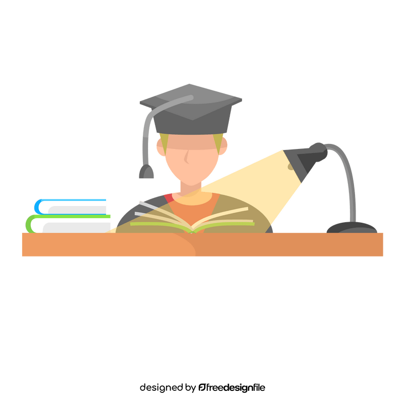 Student reading books clipart