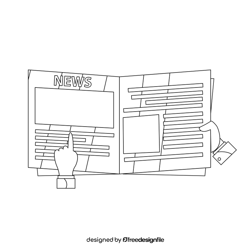 Reading newspaper black and white clipart