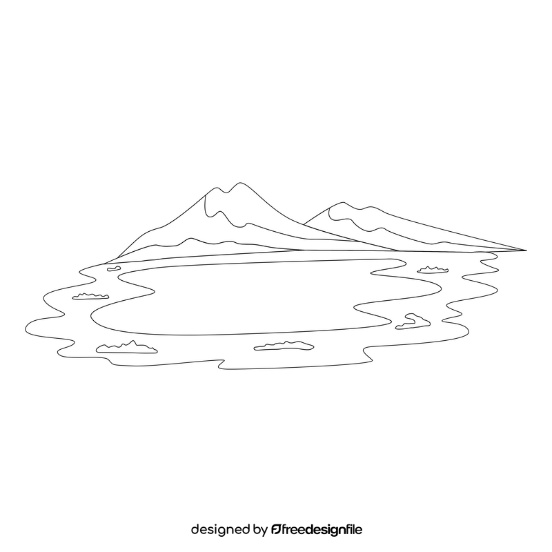 Lake black and white clipart