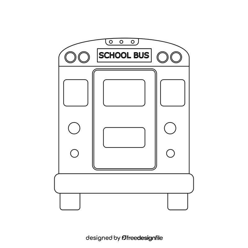 School bus back view drawing black and white clipart