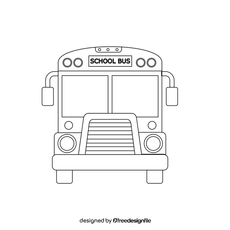 School bus front view drawing black and white clipart