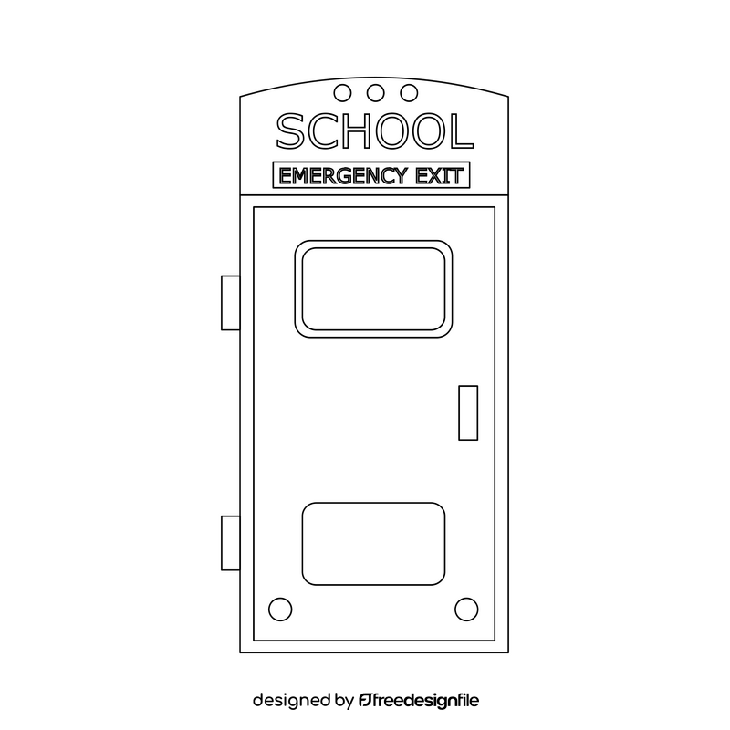 School bus emergency door black and white clipart
