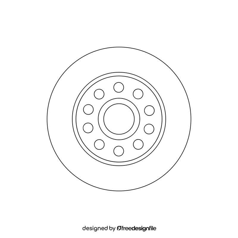 Bus wheel drawing black and white clipart