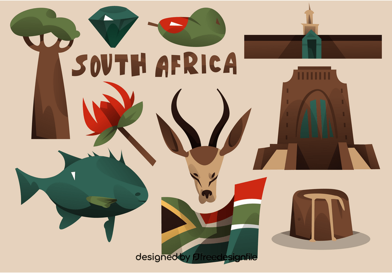 South Africa icon set vector