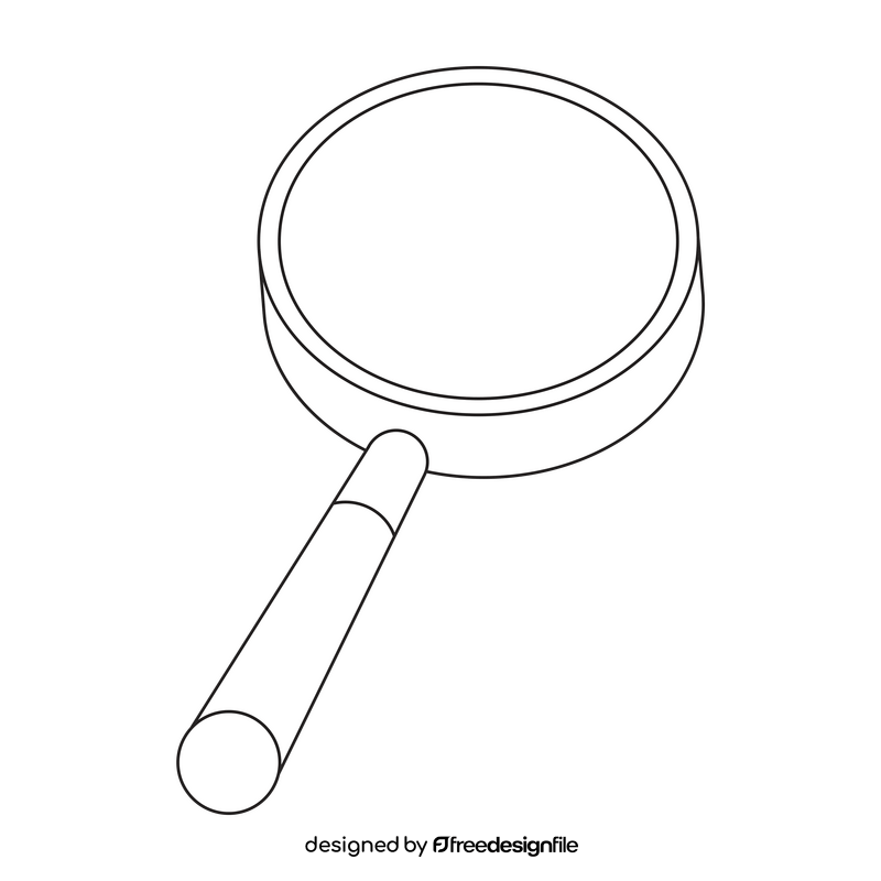 Magnifying glass, magnifier cartoon drawing black and white clipart