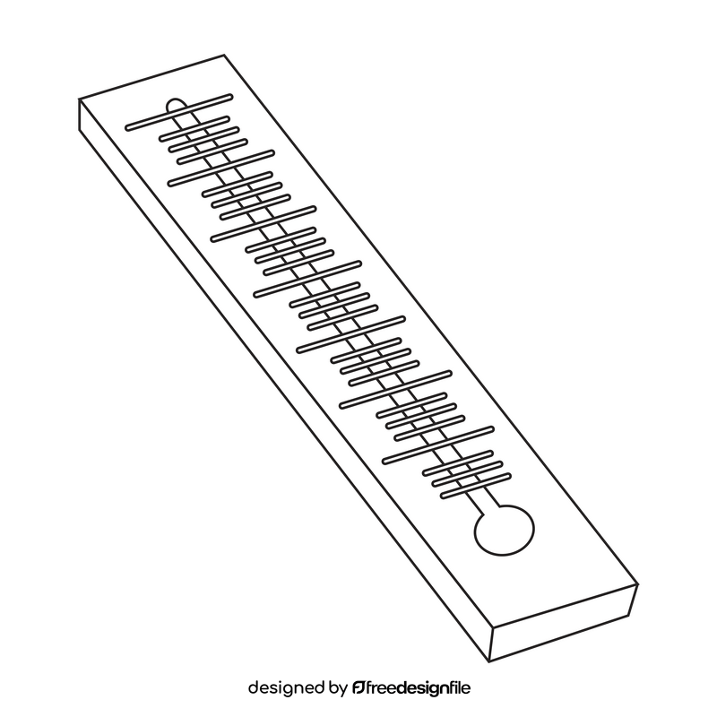 Thermometer cartoon drawing black and white clipart