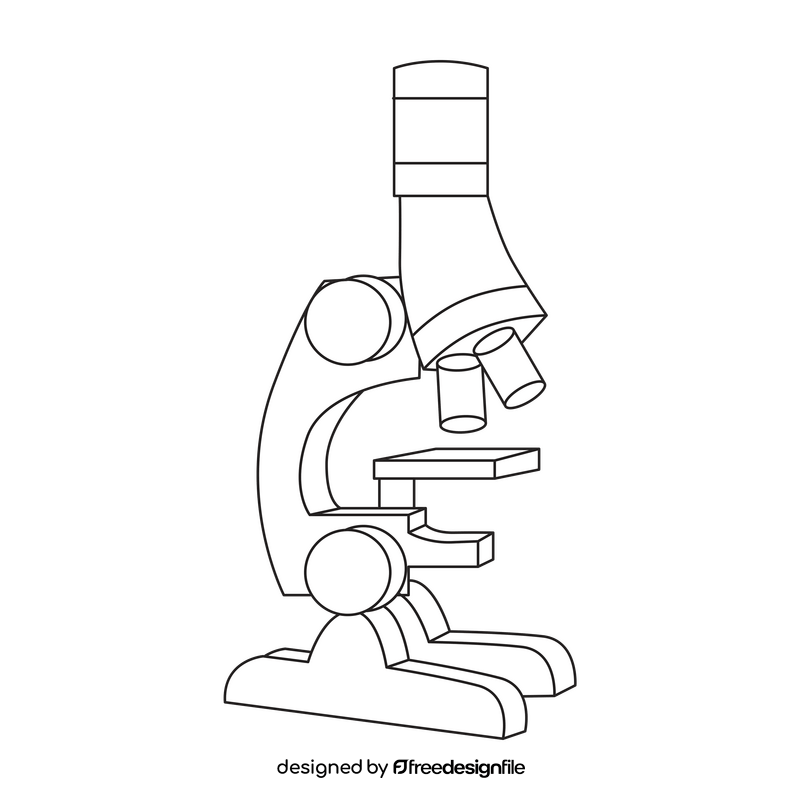 Microscope laboratory drawing black and white clipart