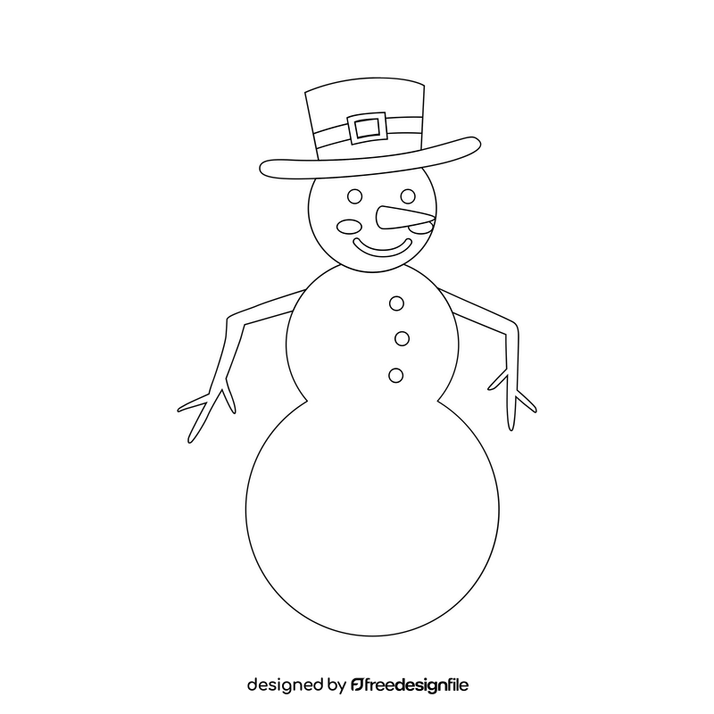 Snowman black and white clipart