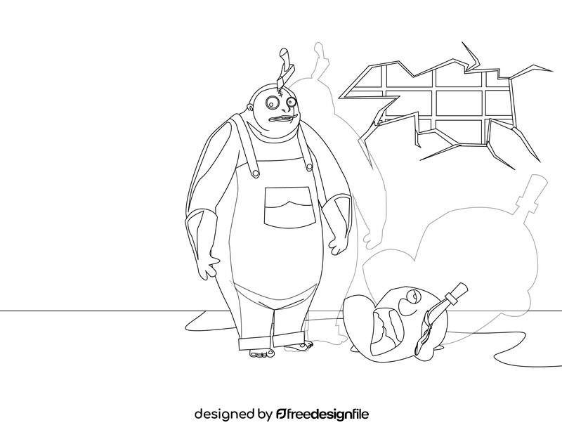 Behemoth cartoon character black and white vector