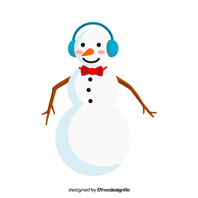 Cute snowman with headphones clipart