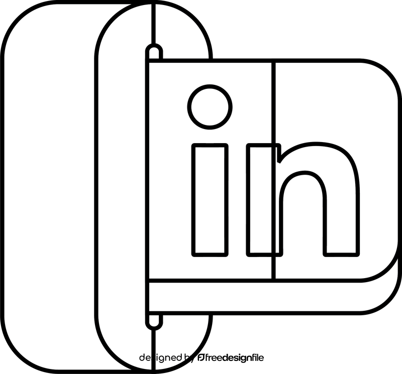 Linkedin social media icon black and white clipart