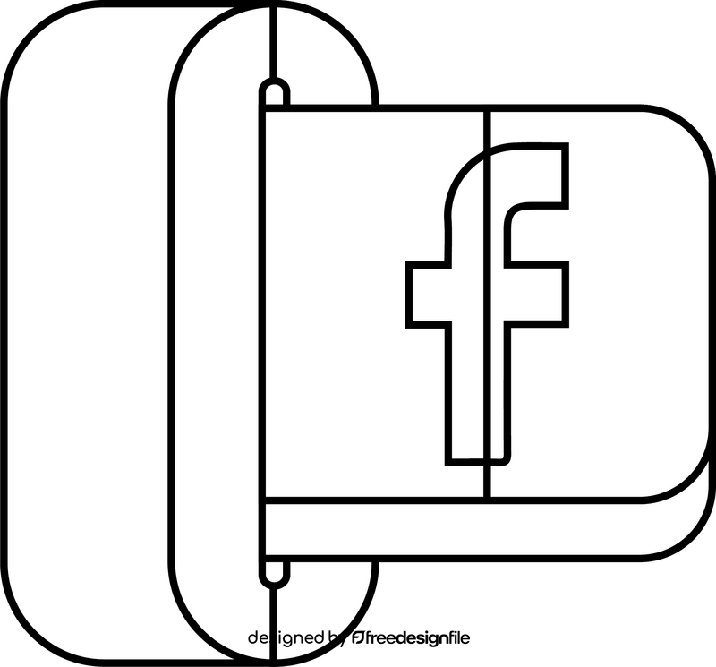 Facebook social media icon black and white clipart