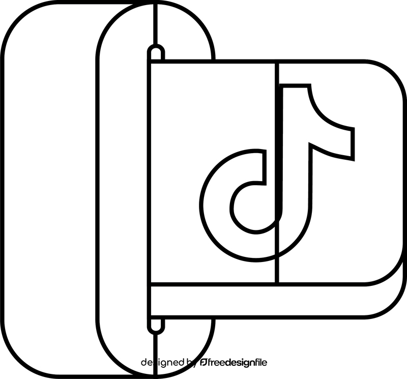 TikTok social media icon black and white clipart