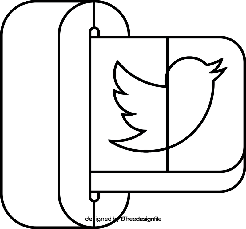 Twitter social media icon black and white clipart