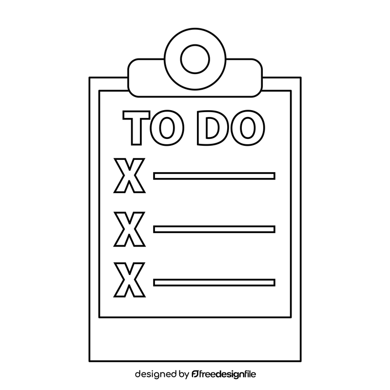 To do list, fail, stress drawing black and white clipart