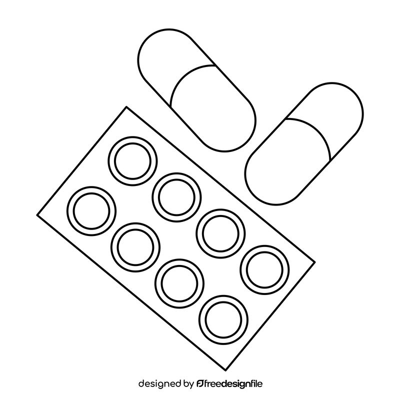 Depression medication, stress drawing black and white clipart