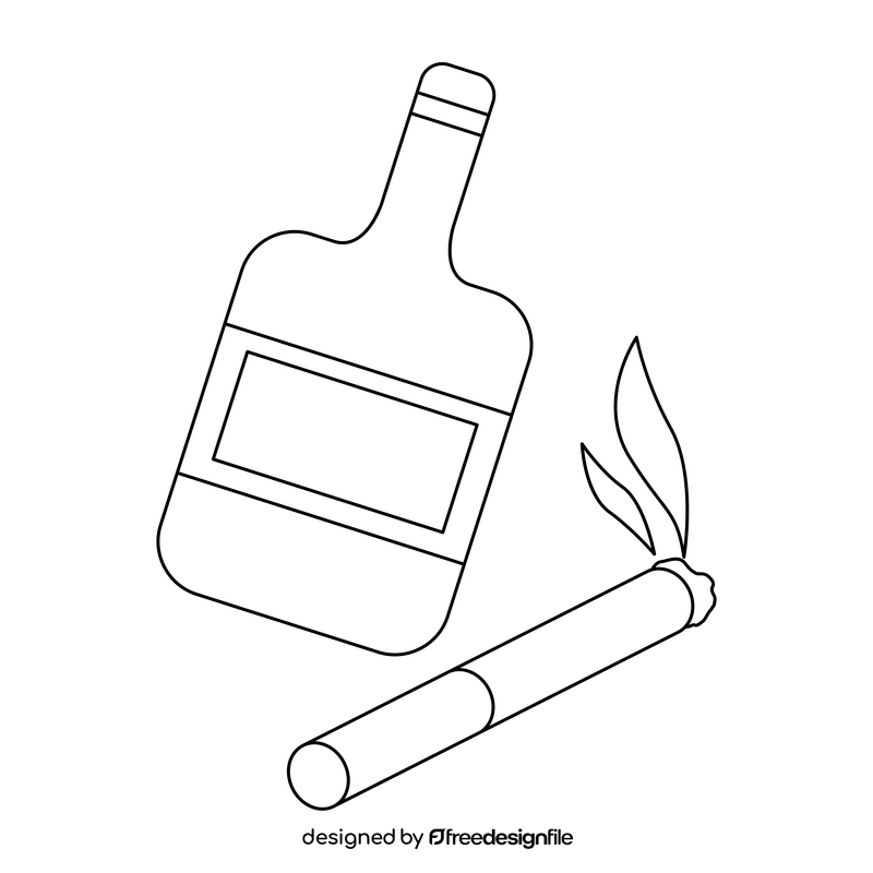 Smoke & Alcohol anti stress drawing black and white clipart