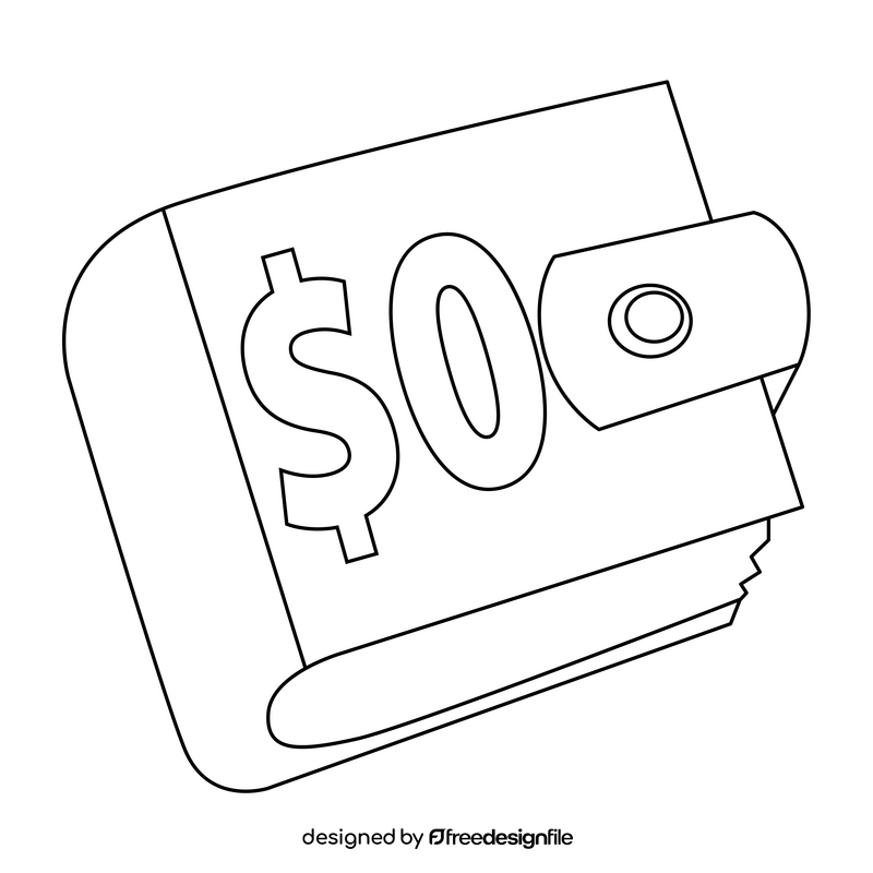 Money problems, financial stress, wallet drawing black and white clipart