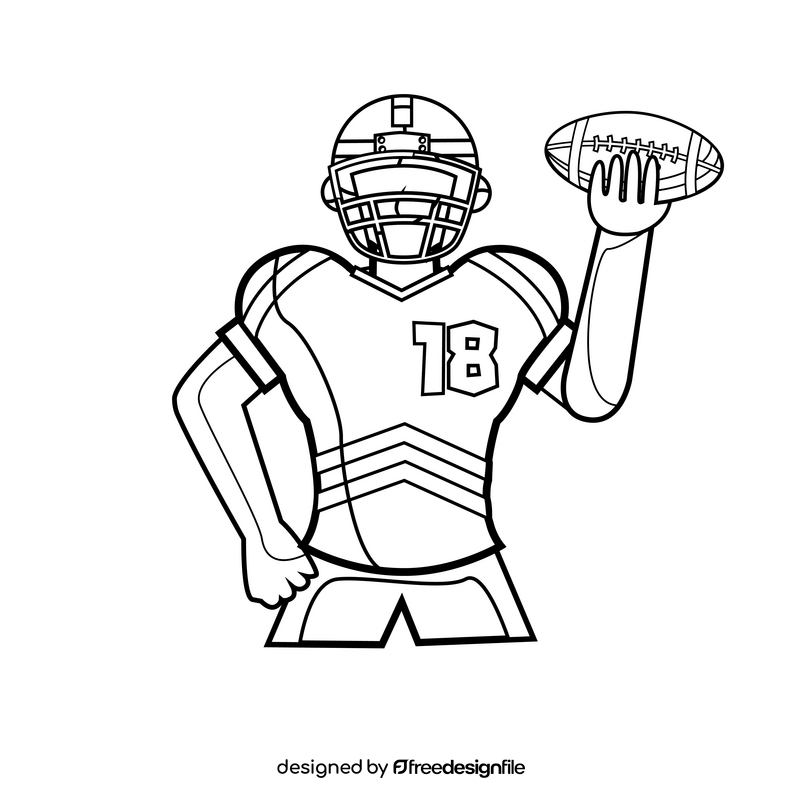 Super Bowl, American football player drawing black and white clipart