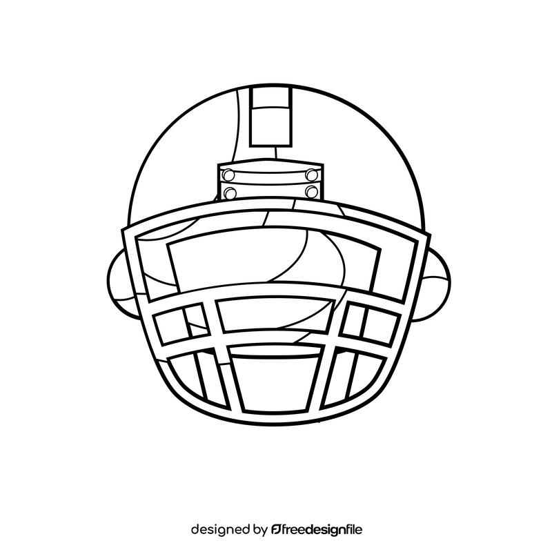 American Football Helmet drawing black and white clipart