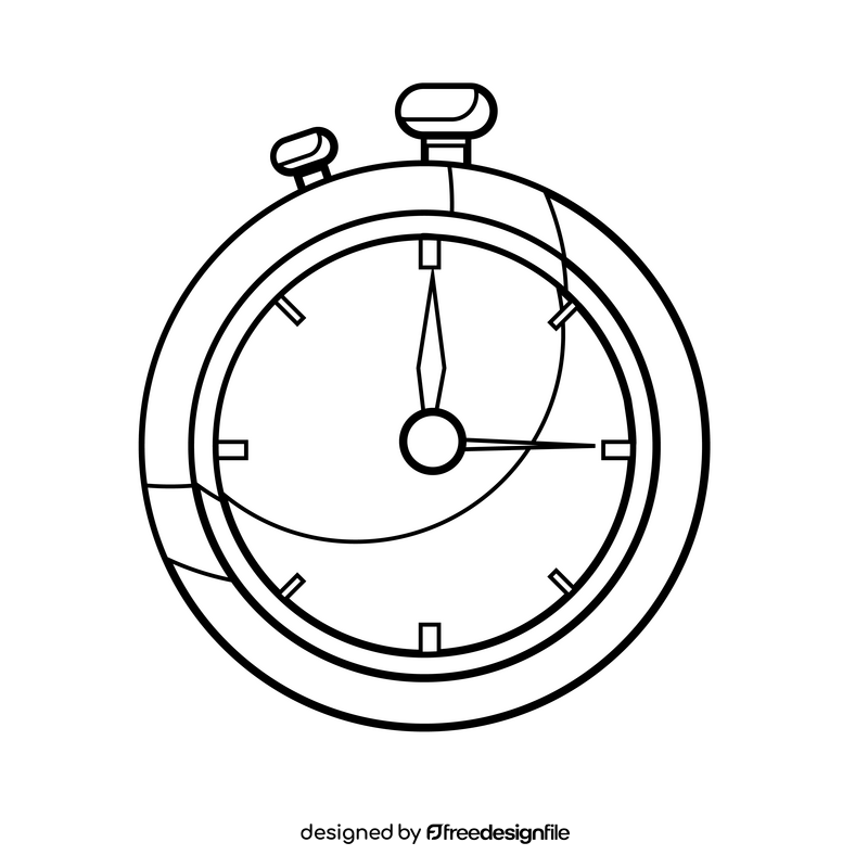 Stopwatch drawing black and white clipart