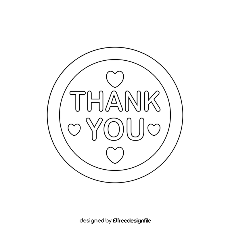 Thank you, love, romantic drawing black and white clipart
